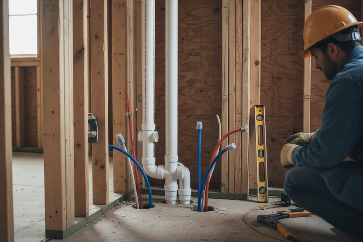 Drain and supply rough-in during Garbage Disposal Repair in West Elizabeth