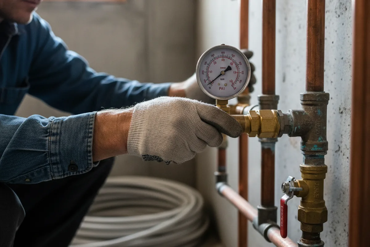 Pressure testing a repaired line during Water Line Repair in West Elizabeth